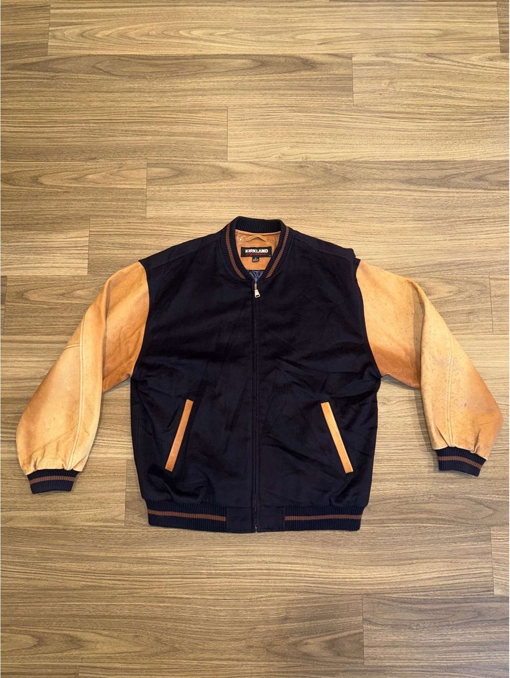 Vintage 90’s Costco Kirkland Genuine Leather Wool Bomber Style Jacket #CS4602